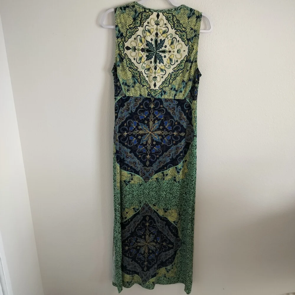 Chicos Mediterranean Waves Maxi Dress Size‎ 1 (US8) Boho Resort Chic Vacation